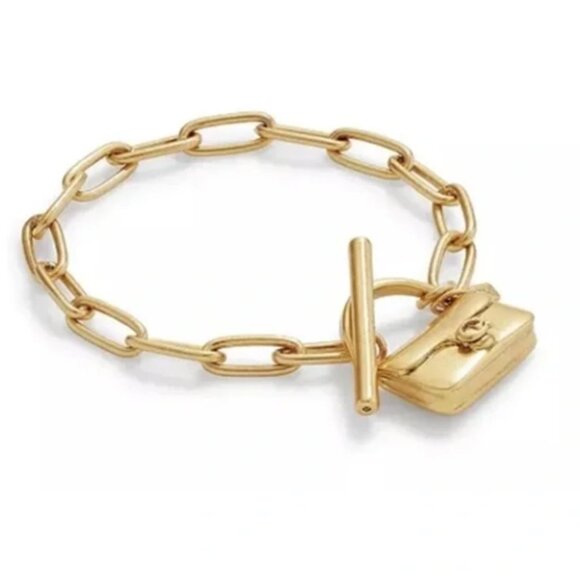 Coach Tabby Mini Handbag Charm Paperclip Link Toggle Bracelet | NWT - Picture 1 of 3